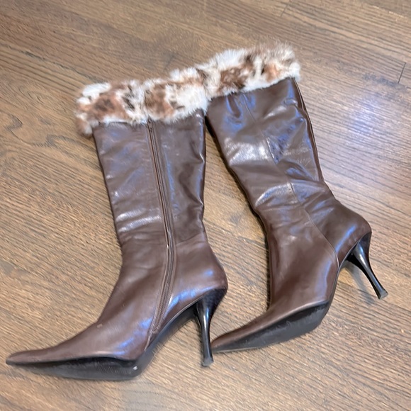 Pointy Toe Leather Fur boots - Picture 2 of 15